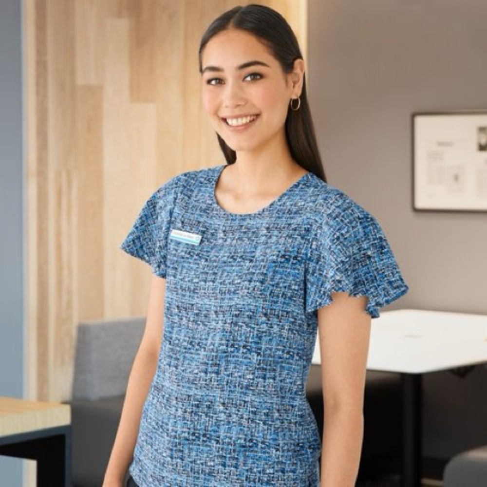 Women's Crinkle Crepe Flutter Sleeve Blouse